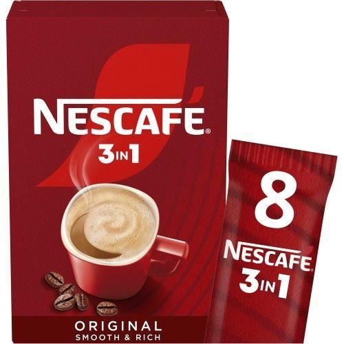 1 Box Nescafe 3 in 1 Original Individual Instant Coffee Milk Drink - 8 Sachets
