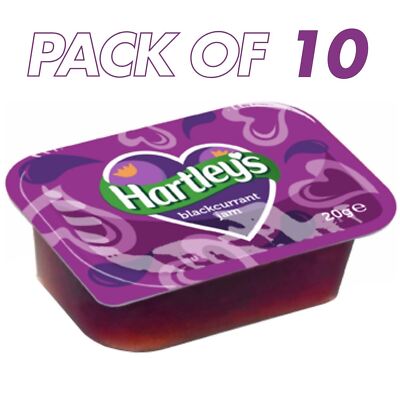 10 x Hartleys Fruit Jam 20g Individual Portion Blackcurrant Flavour Jam
