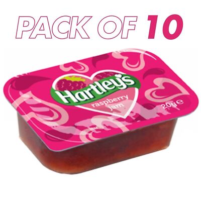 10 x Hartleys Raspberry Jam 20g Convenient Portion Size for Travel & Picnics